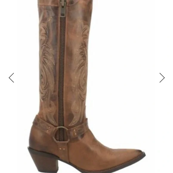 NWT Laredo Diamanté Cowboy Leather Boots Tan - Picture 4 of 10